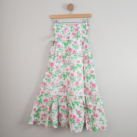 NEW Hill House Mirabel Pink Roses Floral Midi Wrap Skirt - Picture 7 of 12